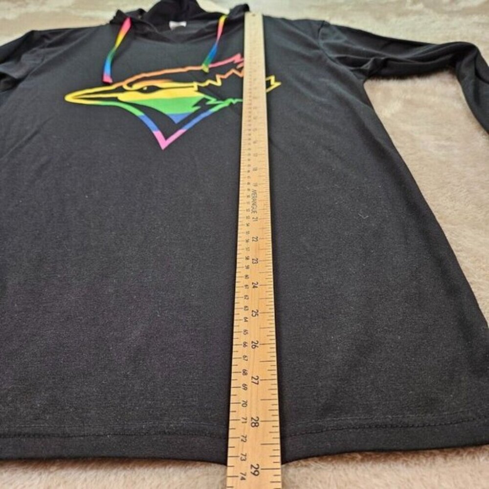 Toronto Blue Jays Rainbow Hoodie Pride Sweatshirt Black Long Sleeve Mens Size L - Picture 5 of 11